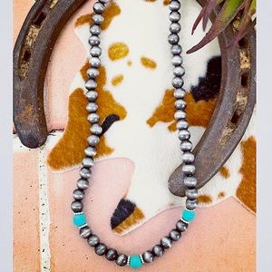 Turquoise and Silver-Tone Naja Necklace